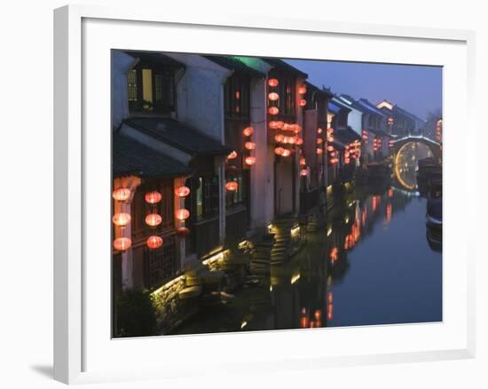 Traditional Old Riverside Houses, Shantang Water Town, Suzhou, Jiangsu Province, China-Kober Christian-Framed Photographic Print