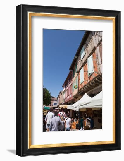 Traditional Outdoor Market in the Historic Town of Mirepoix, Languedoc-Roussillon, France, Europe-Martin Child-Framed Photographic Print