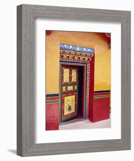 Traditional Painted Door in the Summer Palace of the Dalai Lama, Norbulingka, Lhasa, Tibet, China-Gina Corrigan-Framed Photographic Print