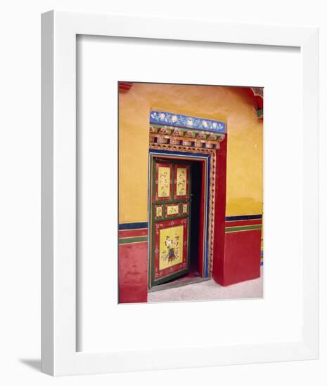 Traditional Painted Door in the Summer Palace of the Dalai Lama, Norbulingka, Lhasa, Tibet, China-Gina Corrigan-Framed Photographic Print