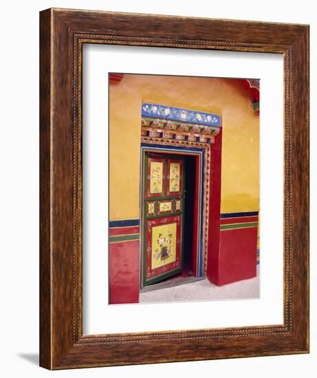 Traditional Painted Door in the Summer Palace of the Dalai Lama, Norbulingka, Lhasa, Tibet, China-Gina Corrigan-Framed Photographic Print