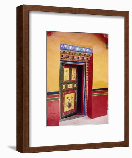 Traditional Painted Door in the Summer Palace of the Dalai Lama, Norbulingka, Lhasa, Tibet, China-Gina Corrigan-Framed Photographic Print