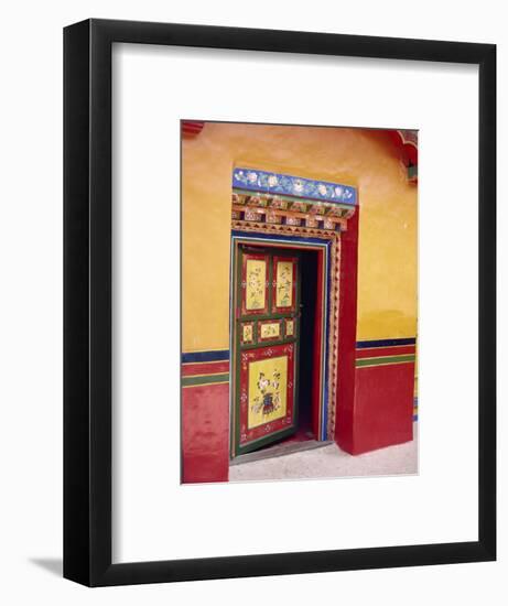 Traditional Painted Door in the Summer Palace of the Dalai Lama, Norbulingka, Lhasa, Tibet, China-Gina Corrigan-Framed Photographic Print