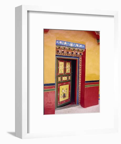 Traditional Painted Door in the Summer Palace of the Dalai Lama, Norbulingka, Lhasa, Tibet, China-Gina Corrigan-Framed Photographic Print