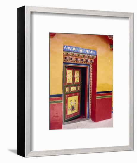 Traditional Painted Door in the Summer Palace of the Dalai Lama, Norbulingka, Lhasa, Tibet, China-Gina Corrigan-Framed Photographic Print