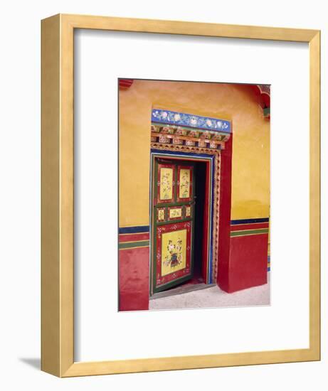 Traditional Painted Door in the Summer Palace of the Dalai Lama, Norbulingka, Lhasa, Tibet, China-Gina Corrigan-Framed Photographic Print