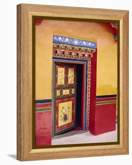 Traditional Painted Door in the Summer Palace of the Dalai Lama, Norbulingka, Lhasa, Tibet, China-Gina Corrigan-Framed Premier Image Canvas