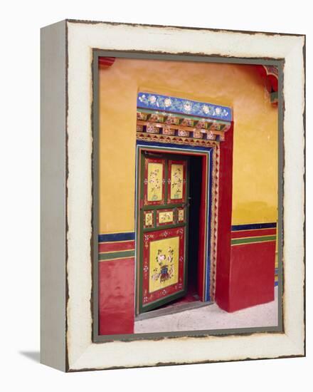 Traditional Painted Door in the Summer Palace of the Dalai Lama, Norbulingka, Lhasa, Tibet, China-Gina Corrigan-Framed Premier Image Canvas