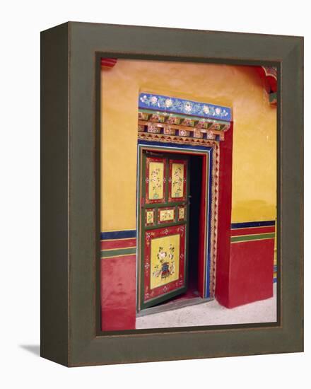 Traditional Painted Door in the Summer Palace of the Dalai Lama, Norbulingka, Lhasa, Tibet, China-Gina Corrigan-Framed Premier Image Canvas