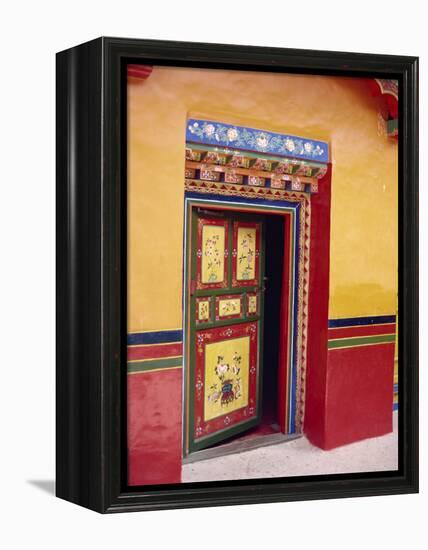 Traditional Painted Door in the Summer Palace of the Dalai Lama, Norbulingka, Lhasa, Tibet, China-Gina Corrigan-Framed Premier Image Canvas