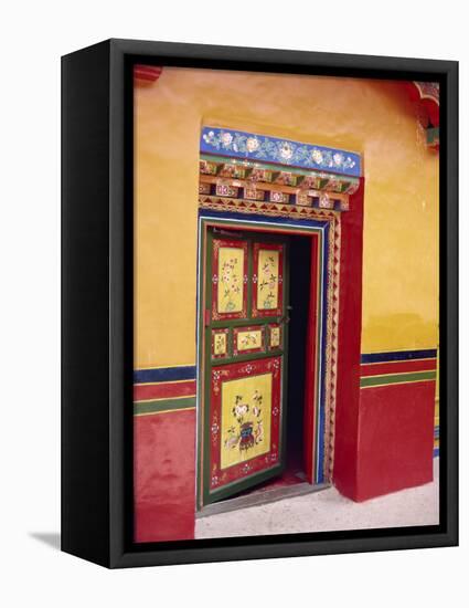 Traditional Painted Door in the Summer Palace of the Dalai Lama, Norbulingka, Lhasa, Tibet, China-Gina Corrigan-Framed Premier Image Canvas