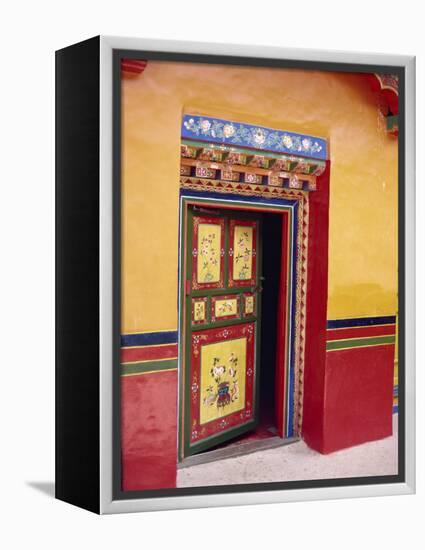 Traditional Painted Door in the Summer Palace of the Dalai Lama, Norbulingka, Lhasa, Tibet, China-Gina Corrigan-Framed Premier Image Canvas