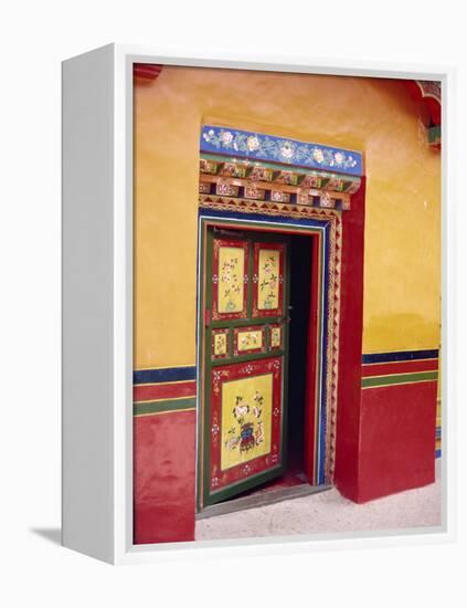 Traditional Painted Door in the Summer Palace of the Dalai Lama, Norbulingka, Lhasa, Tibet, China-Gina Corrigan-Framed Premier Image Canvas