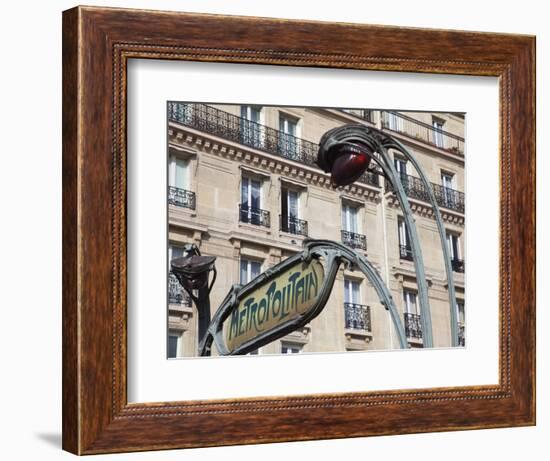 Traditional Parisian Metro Sign, Paris, France, Europe-Martin Child-Framed Photographic Print