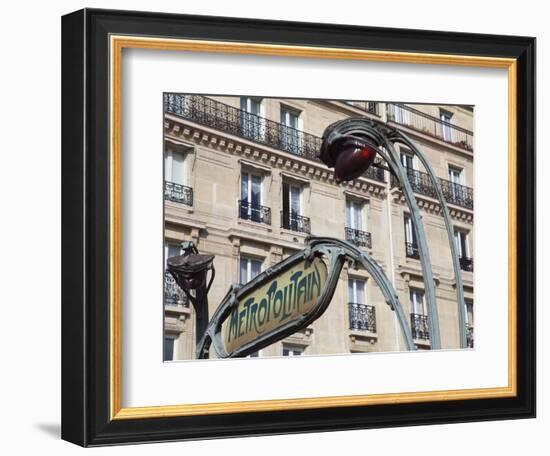 Traditional Parisian Metro Sign, Paris, France, Europe-Martin Child-Framed Photographic Print