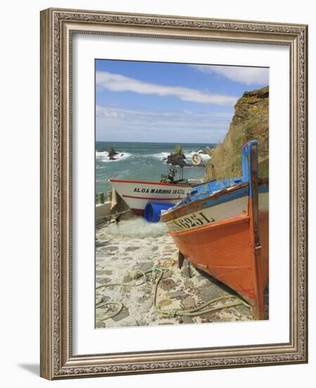 Traditional Portuguese Fishing Boats in a Small Coastal Harbour, Beja District, Portugal-Neale Clarke-Framed Photographic Print