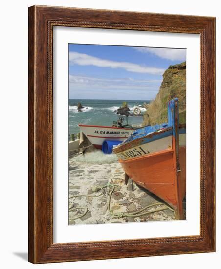 Traditional Portuguese Fishing Boats in a Small Coastal Harbour, Beja District, Portugal-Neale Clarke-Framed Photographic Print