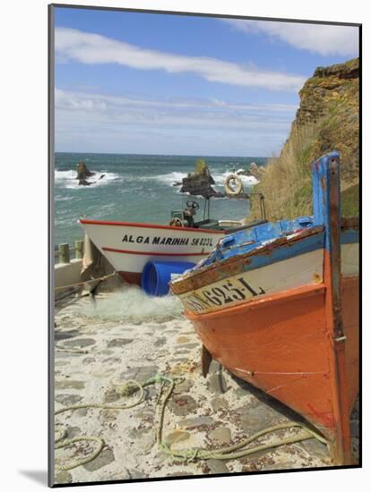 Traditional Portuguese Fishing Boats in a Small Coastal Harbour, Beja District, Portugal-Neale Clarke-Mounted Photographic Print