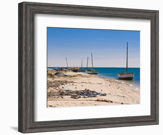 Traditional Sailing Boat in the Banc D'Arguin, UNESCO World Heritage Site, Mauritania, Africa-Michael Runkel-Framed Photographic Print