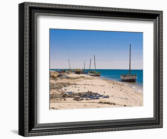 Traditional Sailing Boat in the Banc D'Arguin, UNESCO World Heritage Site, Mauritania, Africa-Michael Runkel-Framed Photographic Print
