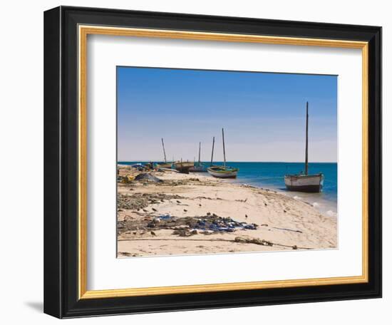 Traditional Sailing Boat in the Banc D'Arguin, UNESCO World Heritage Site, Mauritania, Africa-Michael Runkel-Framed Photographic Print