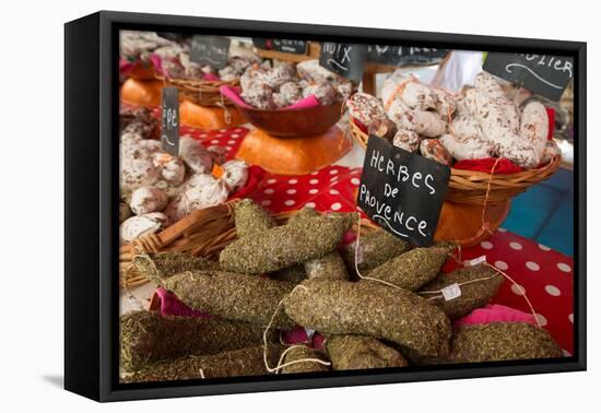 Traditional Sausages for Sale in an Open Air Market in the Historic Town of Cassis, France-Martin Child-Framed Premier Image Canvas