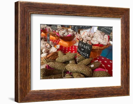 Traditional Sausages for Sale in an Open Air Market in the Historic Town of Cassis, France-Martin Child-Framed Photographic Print