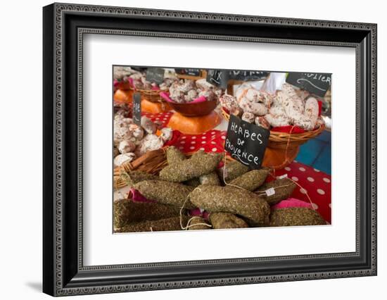 Traditional Sausages for Sale in an Open Air Market in the Historic Town of Cassis, France-Martin Child-Framed Photographic Print