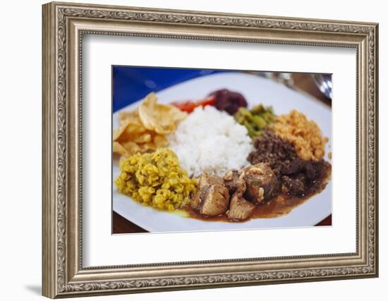 Traditional Sri Lankan Cuisine Including Pol Sambol, Rotti and Fish Curry, Sri Lanka, Asia-Charlie-Framed Photographic Print