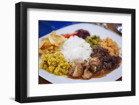 Traditional Sri Lankan Cuisine Including Pol Sambol, Rotti and Fish Curry, Sri Lanka, Asia-Charlie-Framed Photographic Print