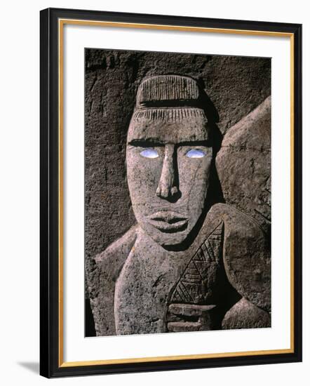 Traditional Stone Carving, Rarotonga, Cook Islands-Neil Farrin-Framed Photographic Print