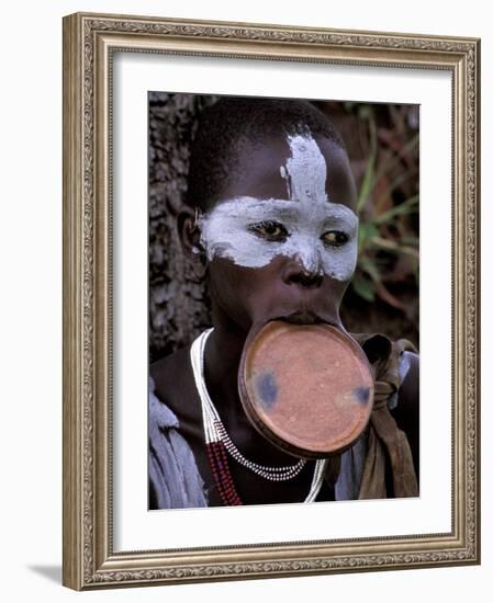 Traditional Surma Tribe Lip Plate, Ethiopia-Gavriel Jecan-Framed Photographic Print