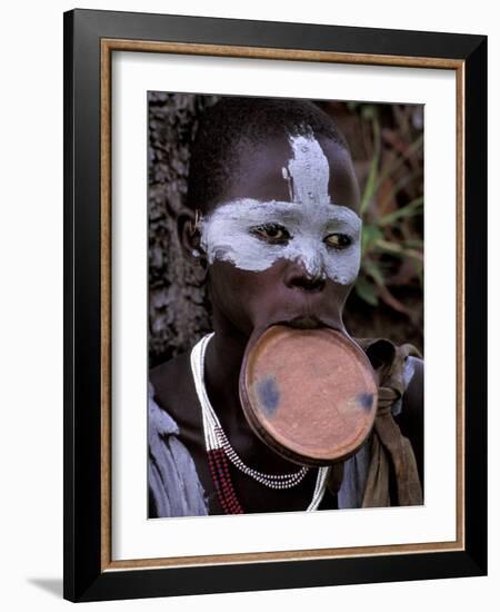 Traditional Surma Tribe Lip Plate, Ethiopia-Gavriel Jecan-Framed Photographic Print