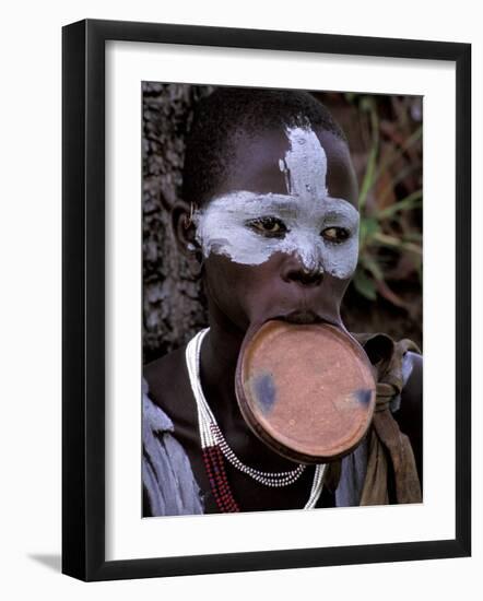 Traditional Surma Tribe Lip Plate, Ethiopia-Gavriel Jecan-Framed Photographic Print