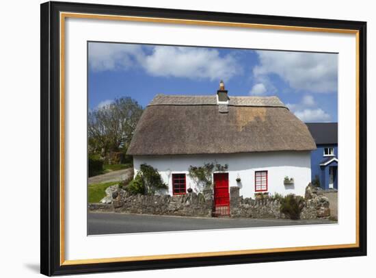 Traditional Thatched Cottage in Annstown, Part of the Copper Coast Geopark, County Waterford-null-Framed Photographic Print
