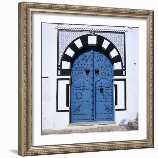 Traditional Tunisian Doorway, Sidi Bou Said, Tunisia, North Africa, Africa-Stuart Black-Framed Photographic Print