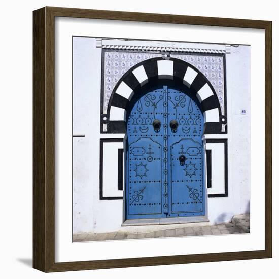 Traditional Tunisian Doorway, Sidi Bou Said, Tunisia, North Africa, Africa-Stuart Black-Framed Photographic Print