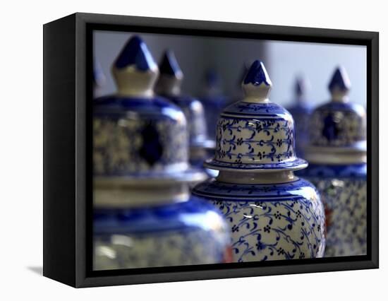 Traditional Turkish Vases on Display in a Market Stall in the Old City of Antayla, Anatolia, Turkey-David Pickford-Framed Premier Image Canvas