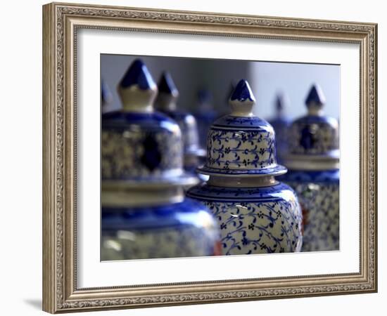 Traditional Turkish Vases on Display in a Market Stall in the Old City of Antayla, Anatolia, Turkey-David Pickford-Framed Photographic Print