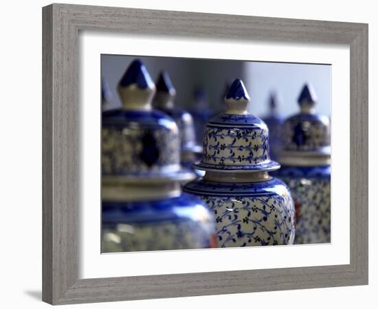 Traditional Turkish Vases on Display in a Market Stall in the Old City of Antayla, Anatolia, Turkey-David Pickford-Framed Photographic Print
