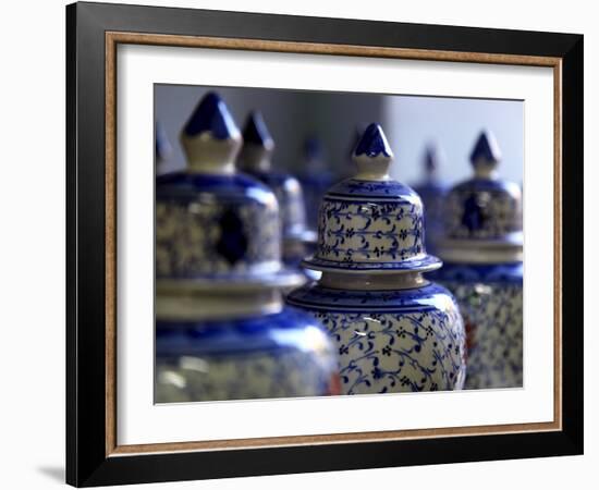 Traditional Turkish Vases on Display in a Market Stall in the Old City of Antayla, Anatolia, Turkey-David Pickford-Framed Photographic Print