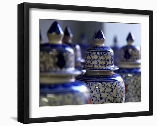 Traditional Turkish Vases on Display in a Market Stall in the Old City of Antayla, Anatolia, Turkey-David Pickford-Framed Photographic Print