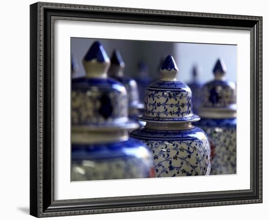 Traditional Turkish Vases on Display in a Market Stall in the Old City of Antayla, Anatolia, Turkey-David Pickford-Framed Photographic Print