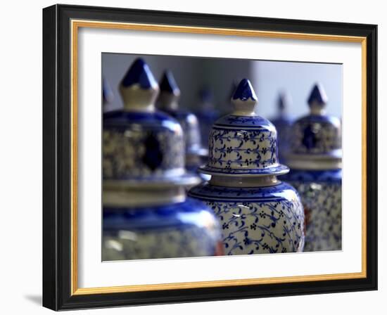 Traditional Turkish Vases on Display in a Market Stall in the Old City of Antayla, Anatolia, Turkey-David Pickford-Framed Photographic Print