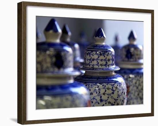 Traditional Turkish Vases on Display in a Market Stall in the Old City of Antayla, Anatolia, Turkey-David Pickford-Framed Photographic Print