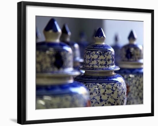 Traditional Turkish Vases on Display in a Market Stall in the Old City of Antayla, Anatolia, Turkey-David Pickford-Framed Photographic Print