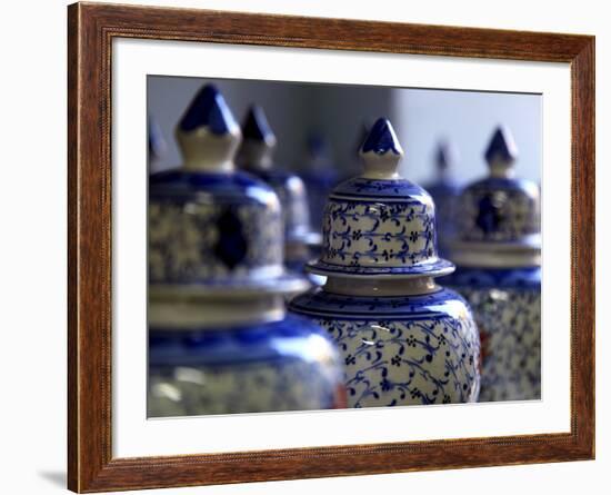 Traditional Turkish Vases on Display in a Market Stall in the Old City of Antayla, Anatolia, Turkey-David Pickford-Framed Photographic Print