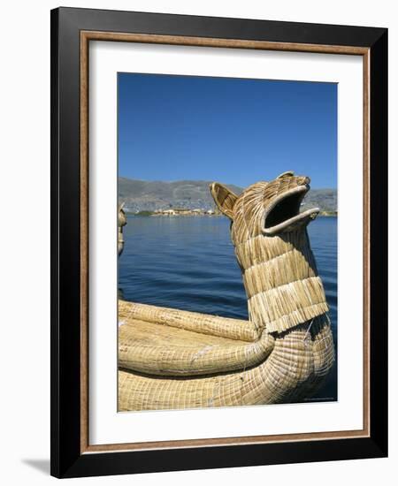 Traditional Urus Reed Boat, Islas Flotantas, Reed Islands, Lake Titicaca, Peru, South America-Tony Waltham-Framed Photographic Print