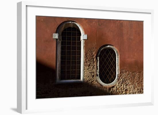 Traditional Venetian Windows, Venice, Italy-George Oze-Framed Photographic Print