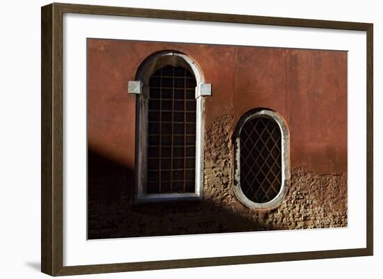 Traditional Venetian Windows, Venice, Italy-George Oze-Framed Photographic Print